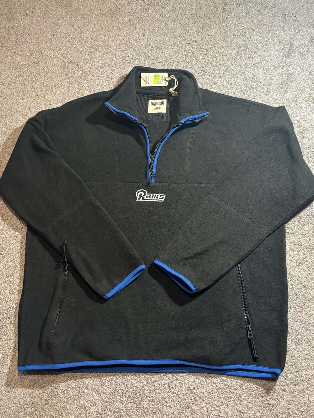Tailgate NFL Los Angeles Rams 1/4 Zip Fleece Pullover Jacket Size Large Mens NWT